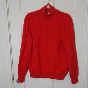 Tory Burch Equestrian Pattern Red Turtleneck Sweater XL